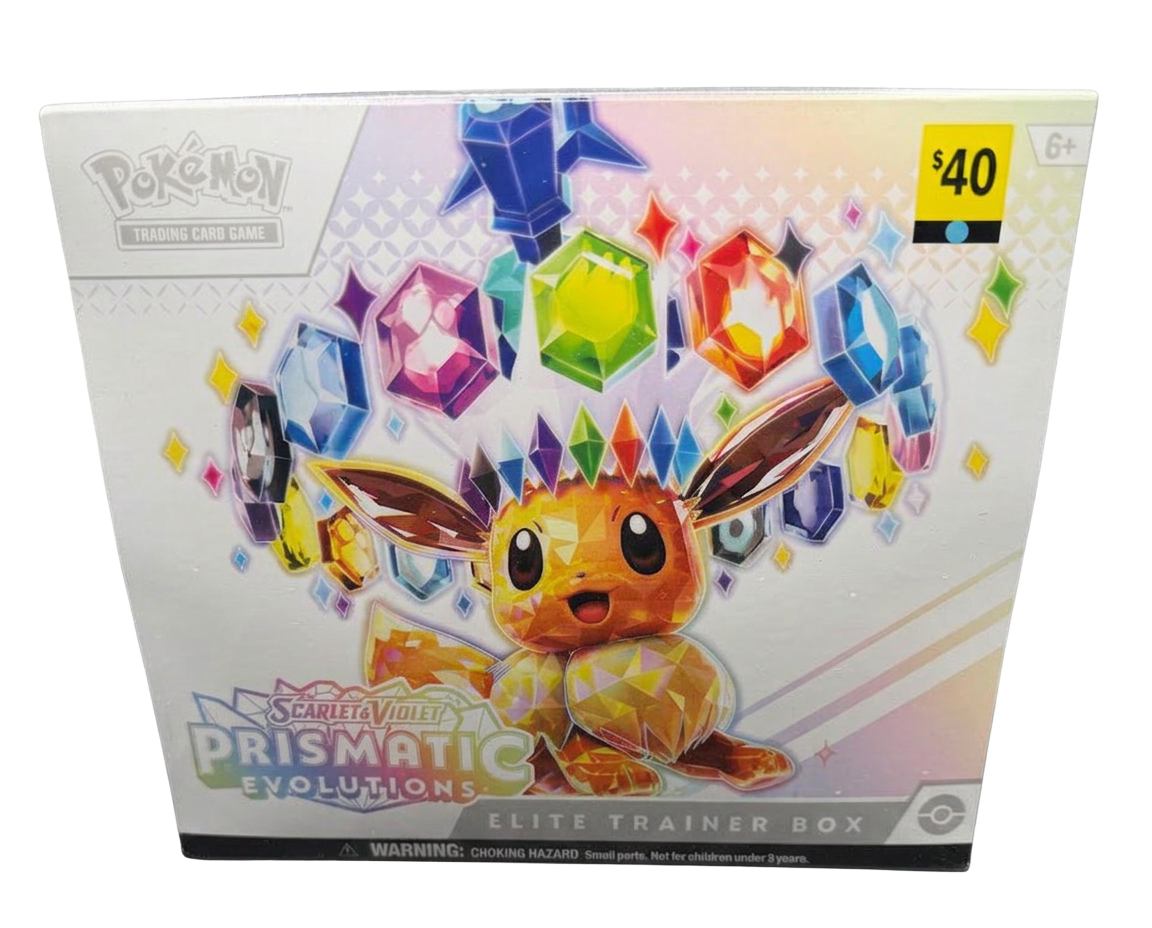 Sealed Prismatic Evolutions Elite Trainer Box in Dollar General retailer packaging with the yellow $40 Dollar General price sticker